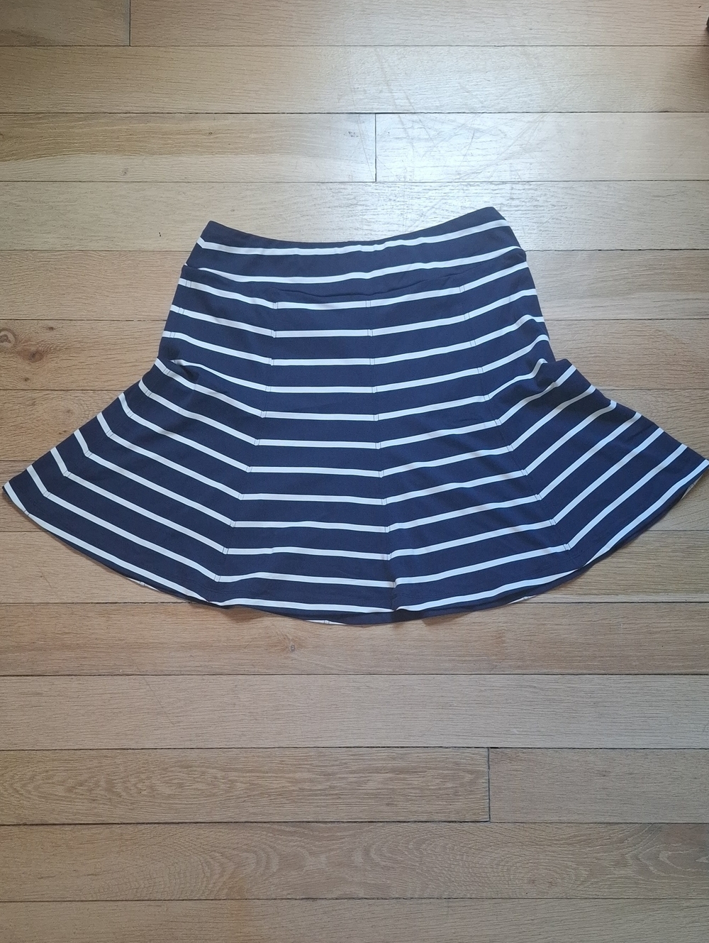 J. McLaughlin Navy and White Striped Circle Skirt